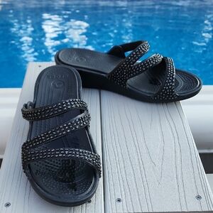 CROCS Black Studded Women's Sandals